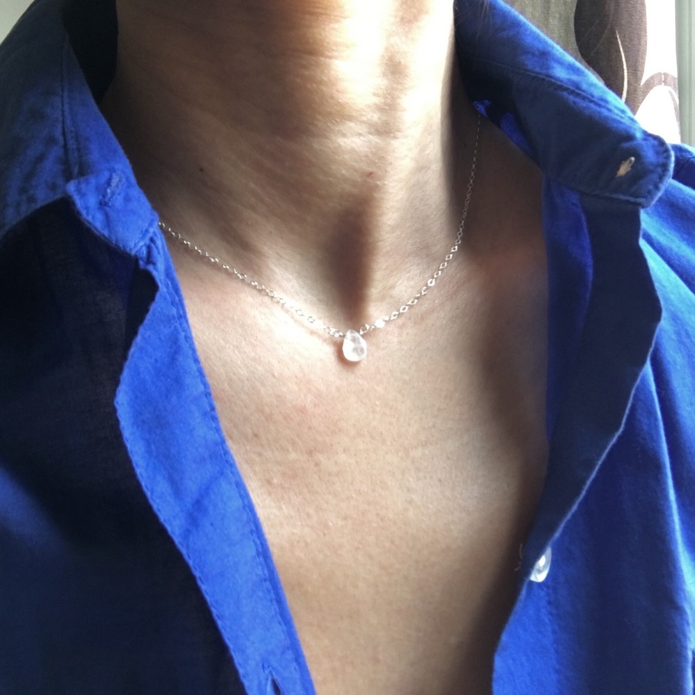 Genuine Moonstone Charm 925 S Silver Necklace - Picture 6 of 7